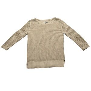 LOFT Cozy Cottagecore Knit Sweater Cream Long Sleeve Women’s M